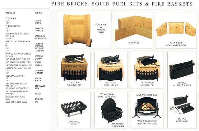 SOILD FUEL RANGE OF ACCESSORIES&nbsp;FIRE BACKS, SOILD FUEL KITS